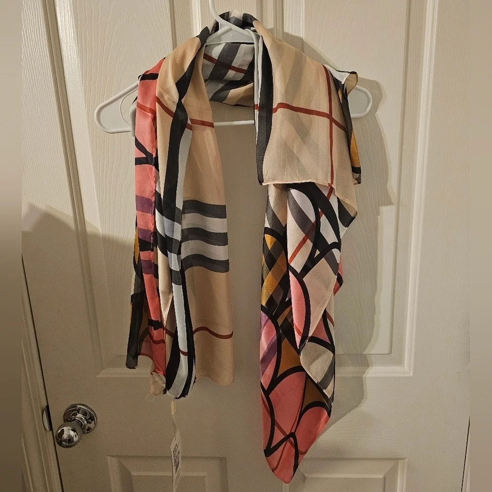 AQEACARMON NWT Luxury Silk Satin Scarf